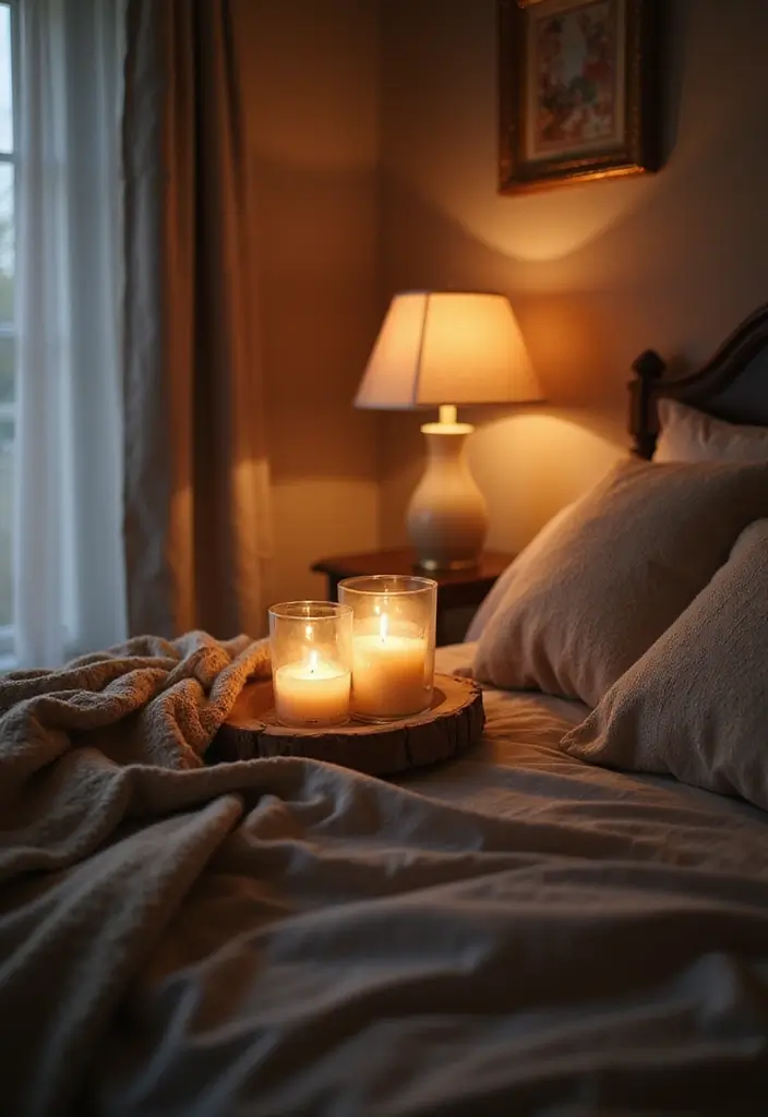 25 Cozy Home Decor Ideas with Candles and Lamps for a Warm Glow 37 25 Cozy Home Decor Ideas with Candles and Lamps for a Warm Glow - 9. Cozy Bedroom Ambiance