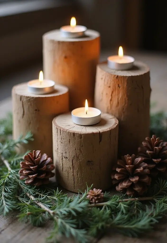 25 DIY Candle Holder Ideas That Add Handmade Charm to Your Home - 1. Rustic Wooden Blocks
