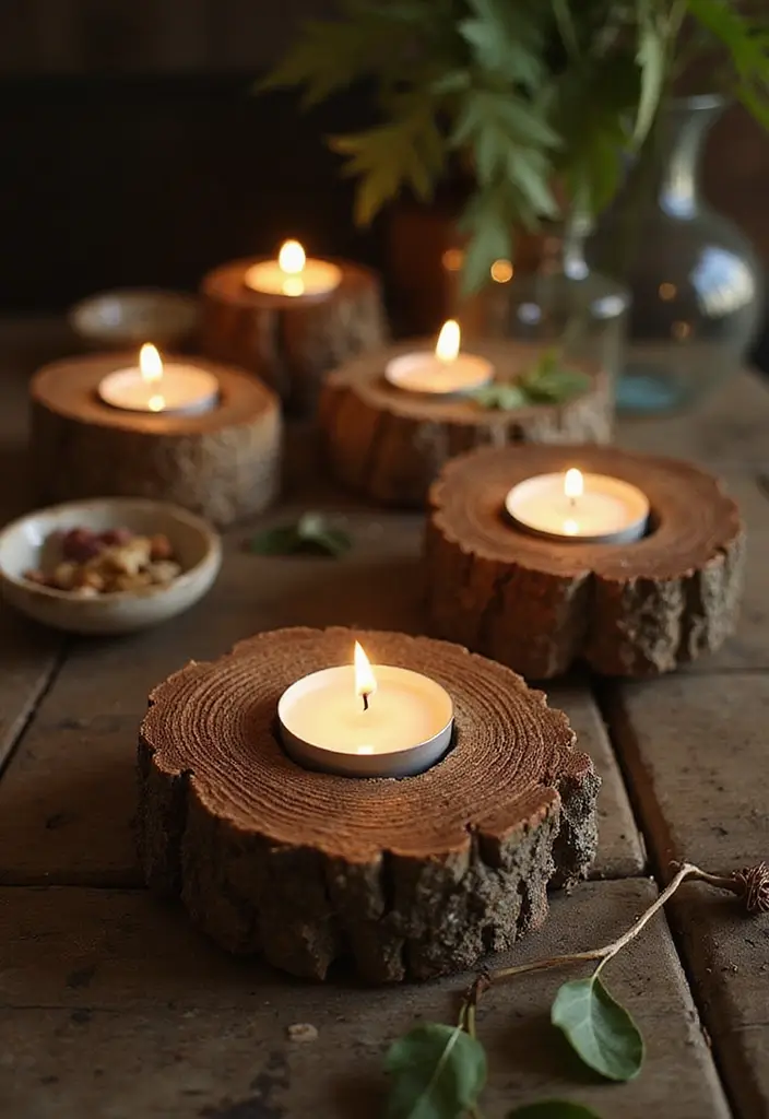 25 DIY Candle Holder Ideas That Add Handmade Charm to Your Home - 11. Tree Branch Candle Holders