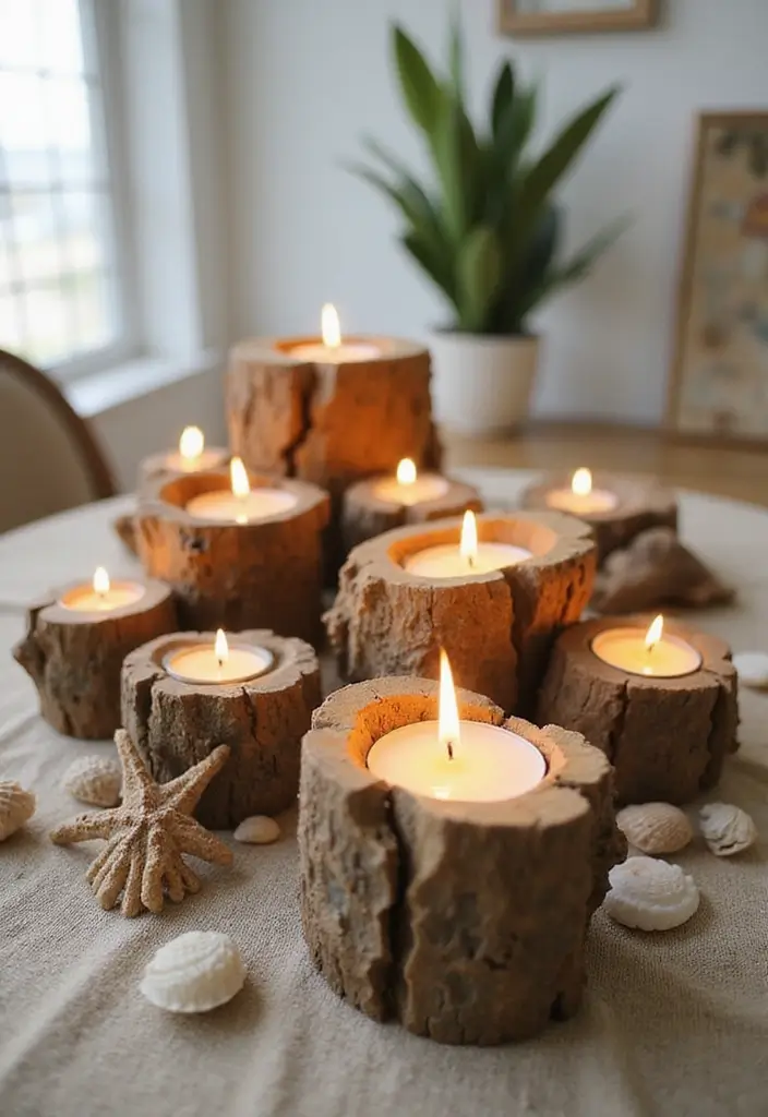 25 DIY Candle Holder Ideas That Add Handmade Charm to Your Home - 16. Driftwood Candle Holders