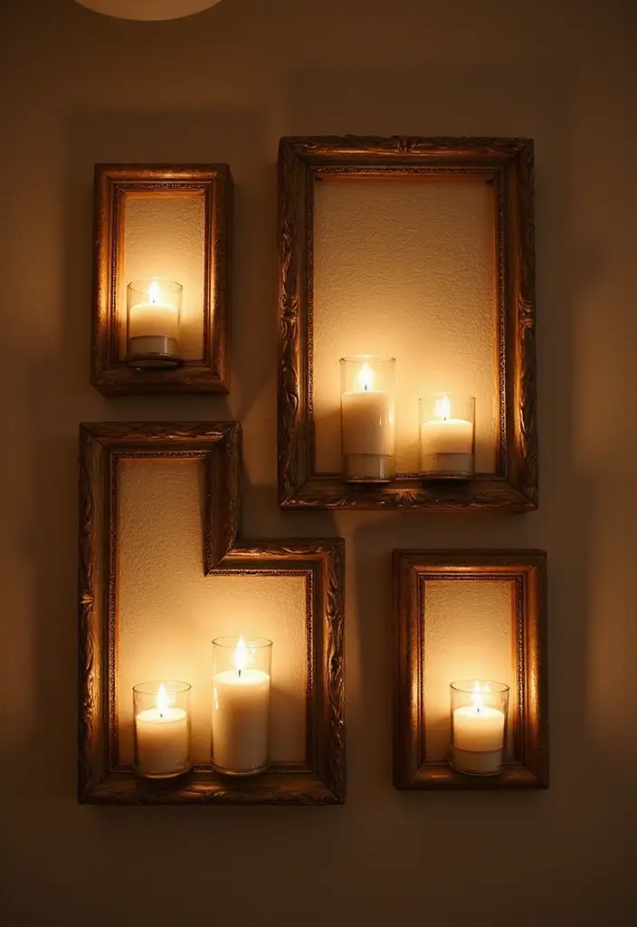 25 DIY Candle Holder Ideas That Add Handmade Charm to Your Home - 17. Vintage Frame Candle Holders