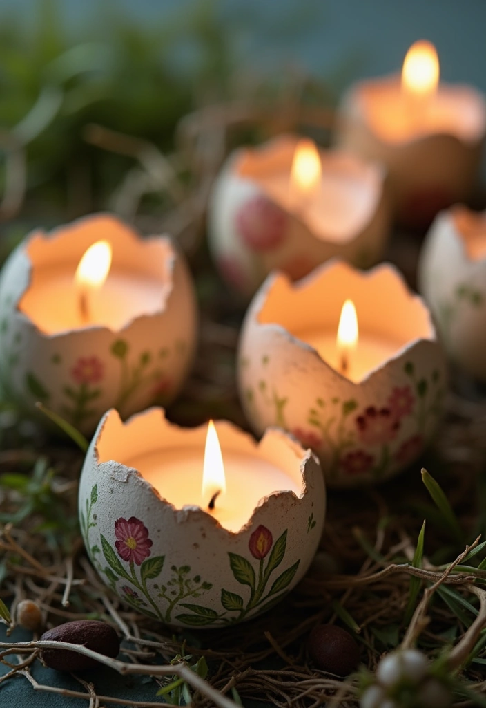 25 DIY Candle Holder Ideas That Add Handmade Charm to Your Home - 21. Eggshell Candle Holders