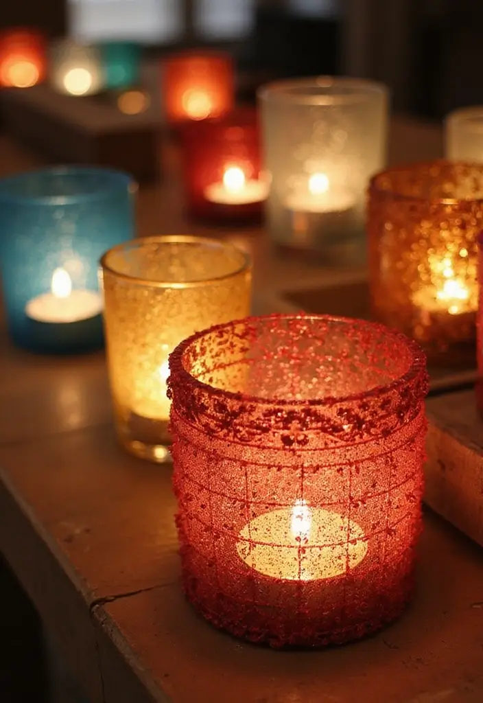 25 DIY Candle Holder Ideas That Add Handmade Charm to Your Home - 24. Fabric-Covered Glass Candle Holders