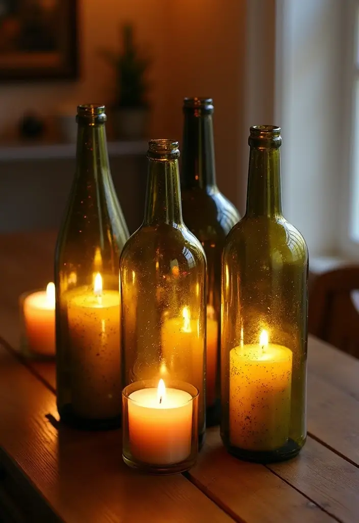 25 DIY Candle Holder Ideas That Add Handmade Charm to Your Home - 3. Wine Bottle Candle Holders