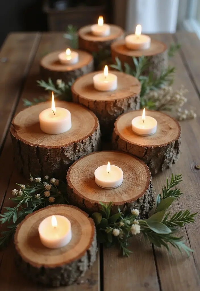 25 DIY Candle Holder Ideas That Add Handmade Charm to Your Home - 5. Log Slice Candle Holders