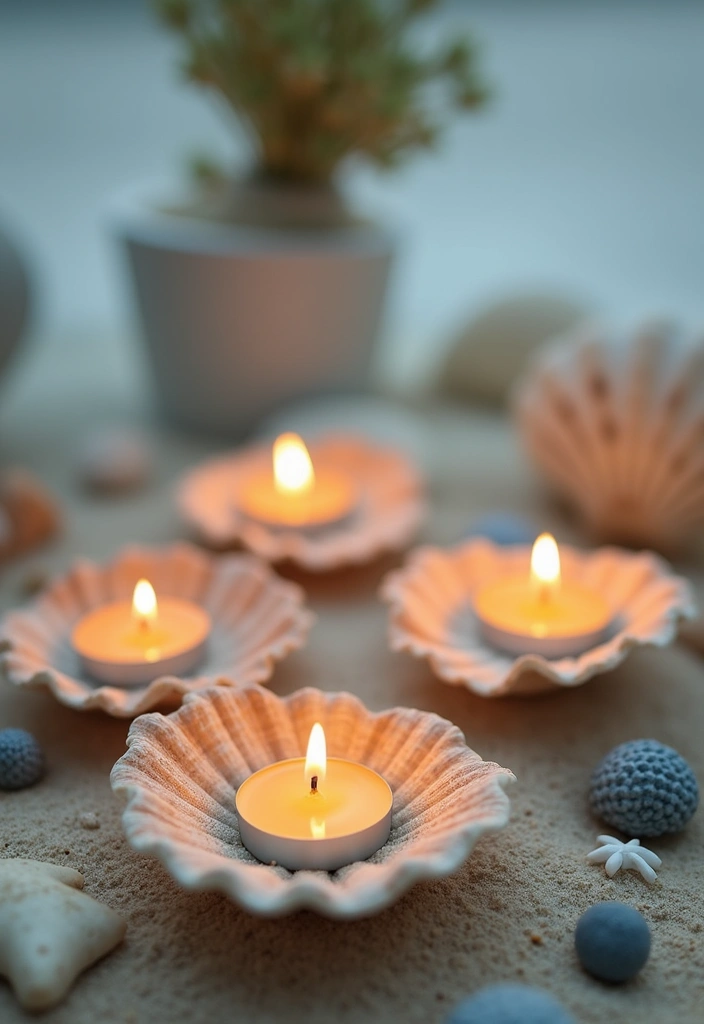 25 DIY Candle Holder Ideas That Add Handmade Charm to Your Home - 7. Seashell Candle Holders