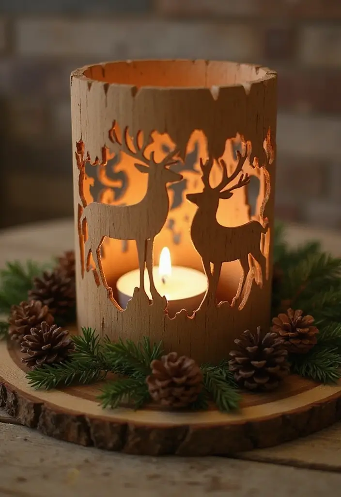 25 Deer Candle Holder Decor Ideas Perfect for Winter Decor 1 25 Deer Candle Holder Decor Ideas Perfect for Winter Decor - 1. Rustic Wood Candle Holder with Deer Cutouts