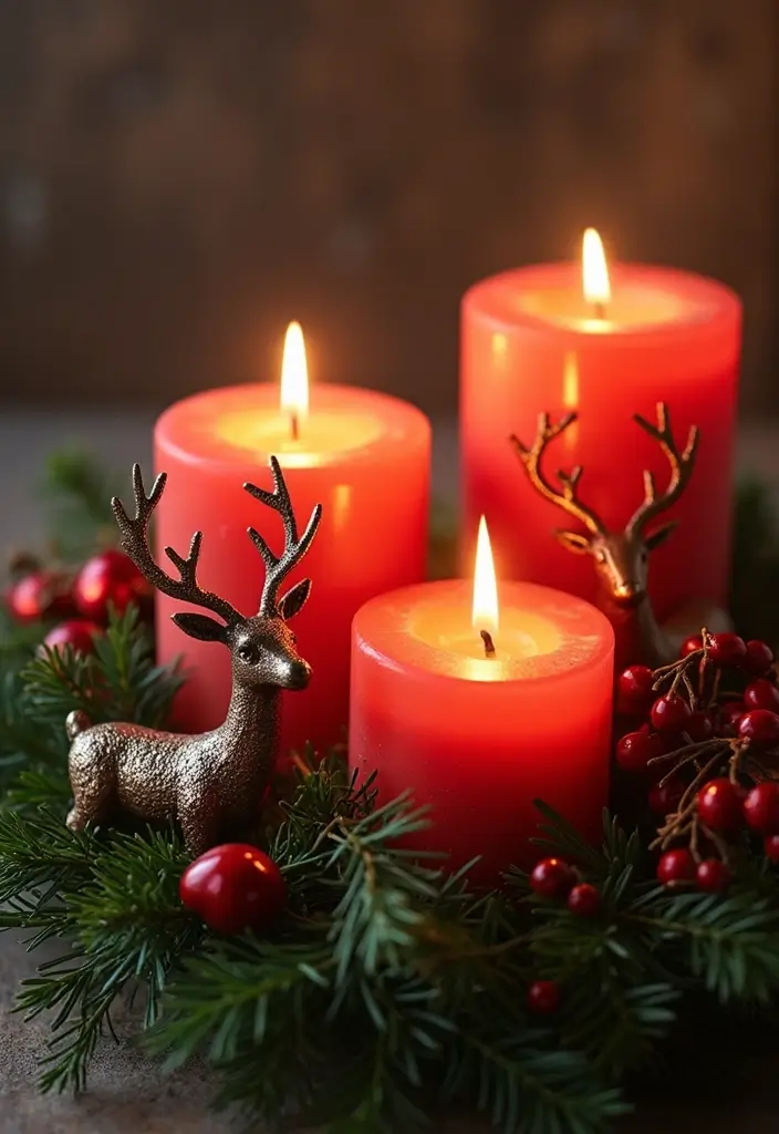 25 Deer Candle Holder Decor Ideas Perfect for Winter Decor 30 25 Deer Candle Holder Decor Ideas Perfect for Winter Decor - 12. Holiday Candle Arrangements with Deer Accents