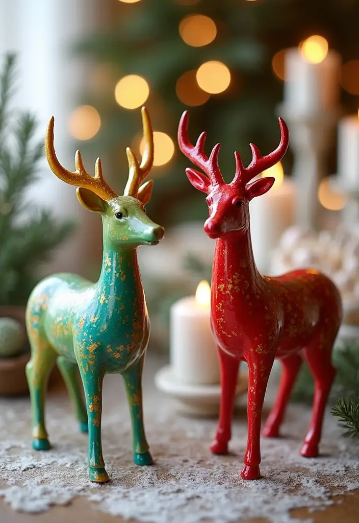 25 Deer Candle Holder Decor Ideas Perfect for Winter Decor 47 25 Deer Candle Holder Decor Ideas Perfect for Winter Decor - 17. Colorful Painted Deer Candle Holders
