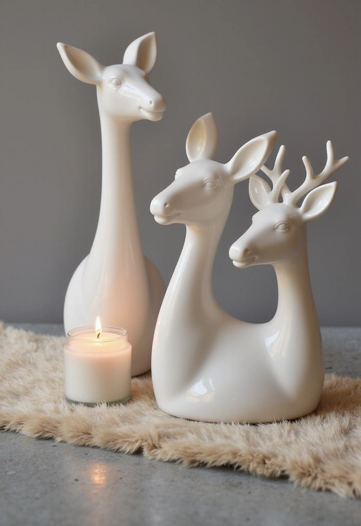 25 Deer Candle Holder Decor Ideas Perfect for Winter Decor 8 25 Deer Candle Holder Decor Ideas Perfect for Winter Decor - 2. Ceramic Deer Candle Holders in White