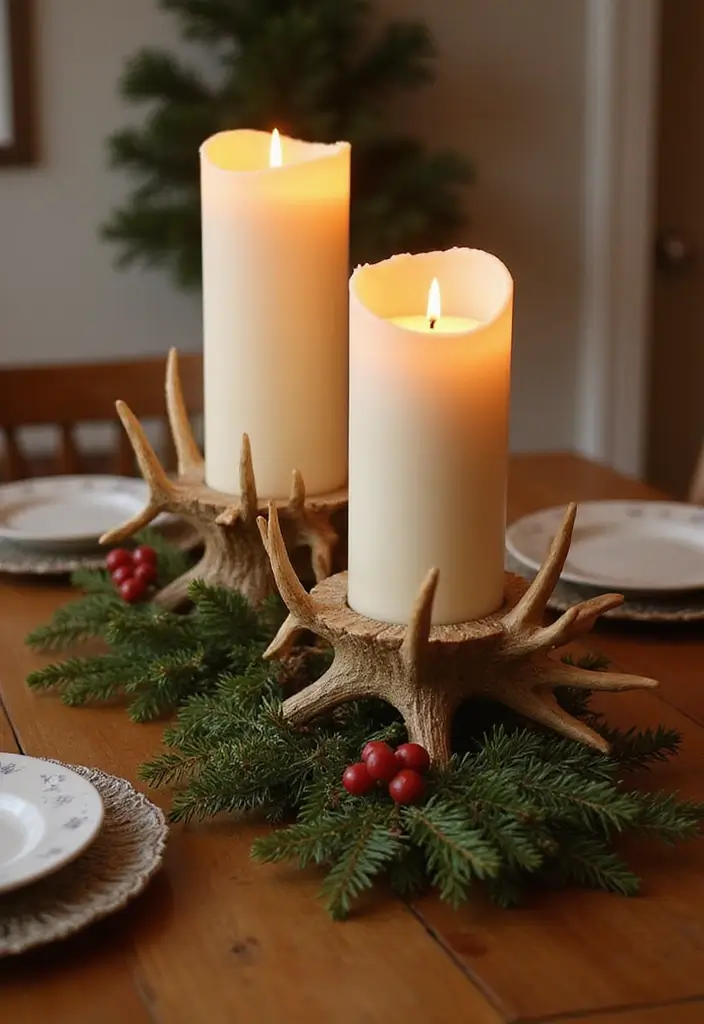 25 Deer Candle Holder Decor Ideas Perfect for Winter Decor 12 25 Deer Candle Holder Decor Ideas Perfect for Winter Decor - 4. Antler-Inspired Candle Holders