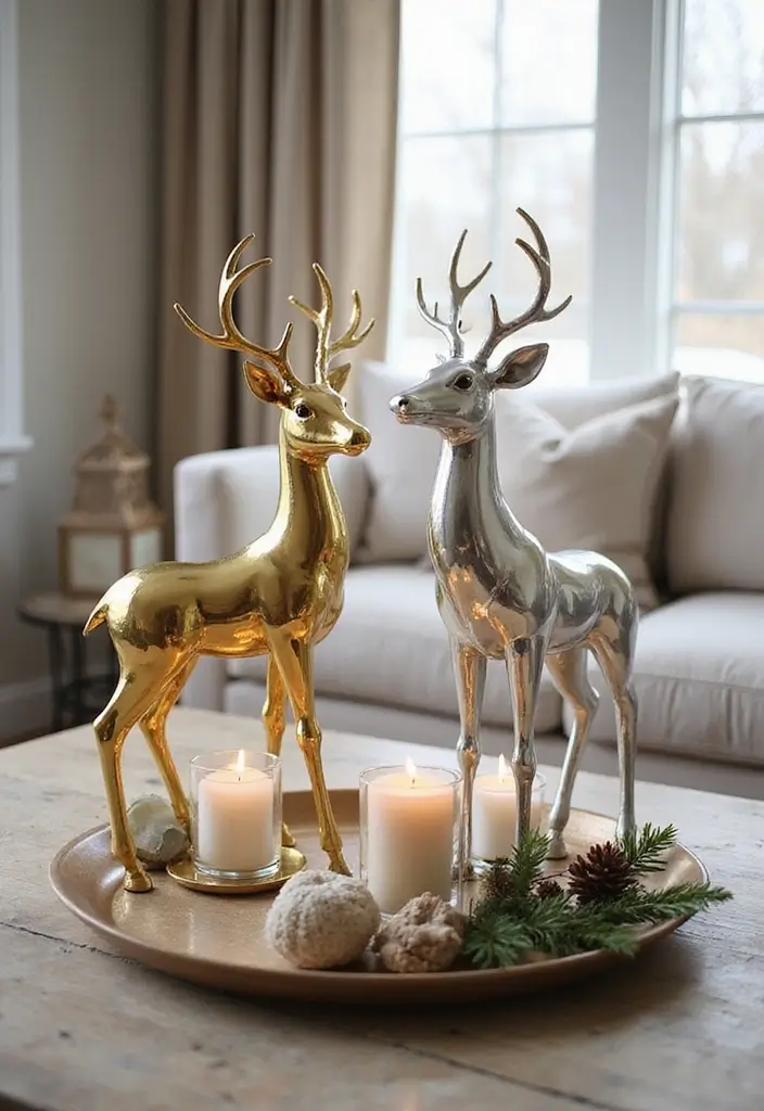 25 Deer Candle Holder Decor Ideas Perfect for Winter Decor 23 25 Deer Candle Holder Decor Ideas Perfect for Winter Decor - 7. Metallic Deer Candle Holders