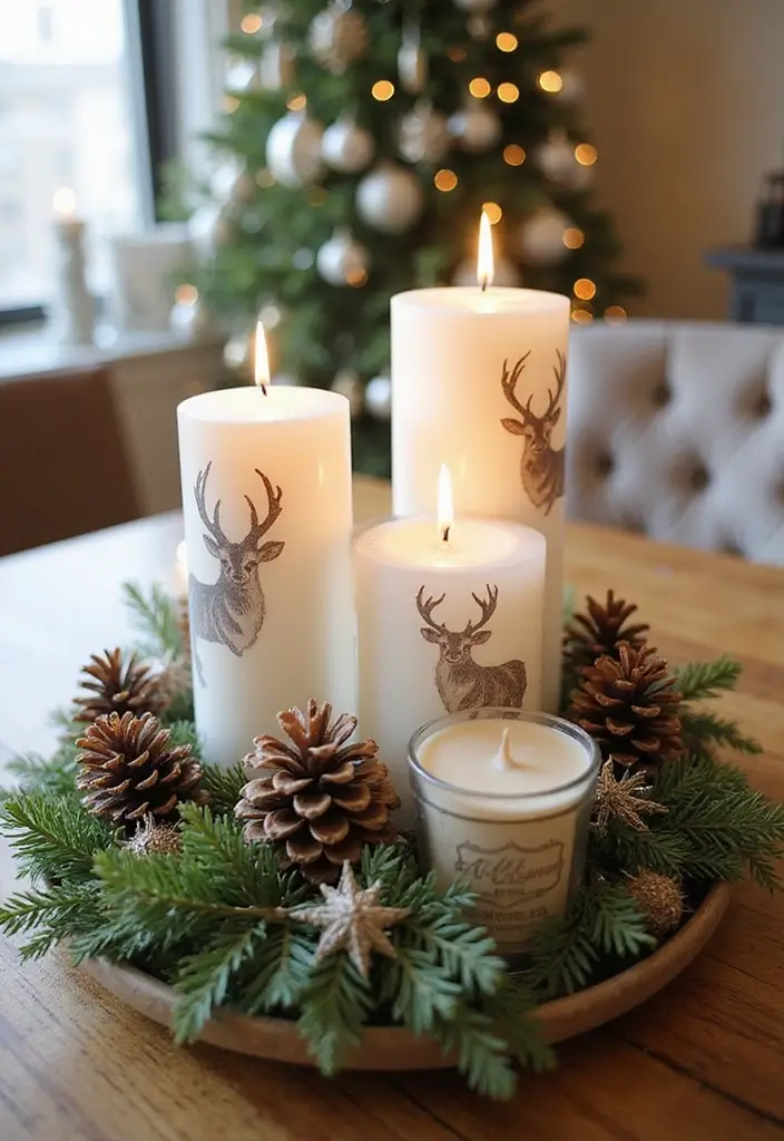 25 Deer Candle Holder Decor Ideas Perfect for Winter Decor 26 25 Deer Candle Holder Decor Ideas Perfect for Winter Decor - 8. Deer-Themed Candle Tray Decor