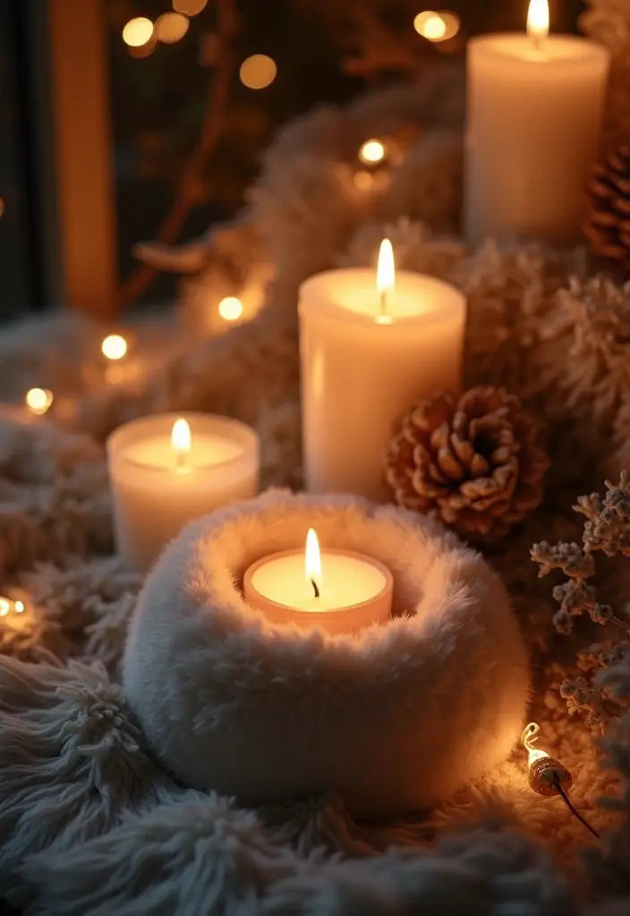 25 Deer Candle Holder Decor Ideas Perfect for Winter Decor 27 25 Deer Candle Holder Decor Ideas Perfect for Winter Decor - 9. Faux Fur Candle Holder Wraps