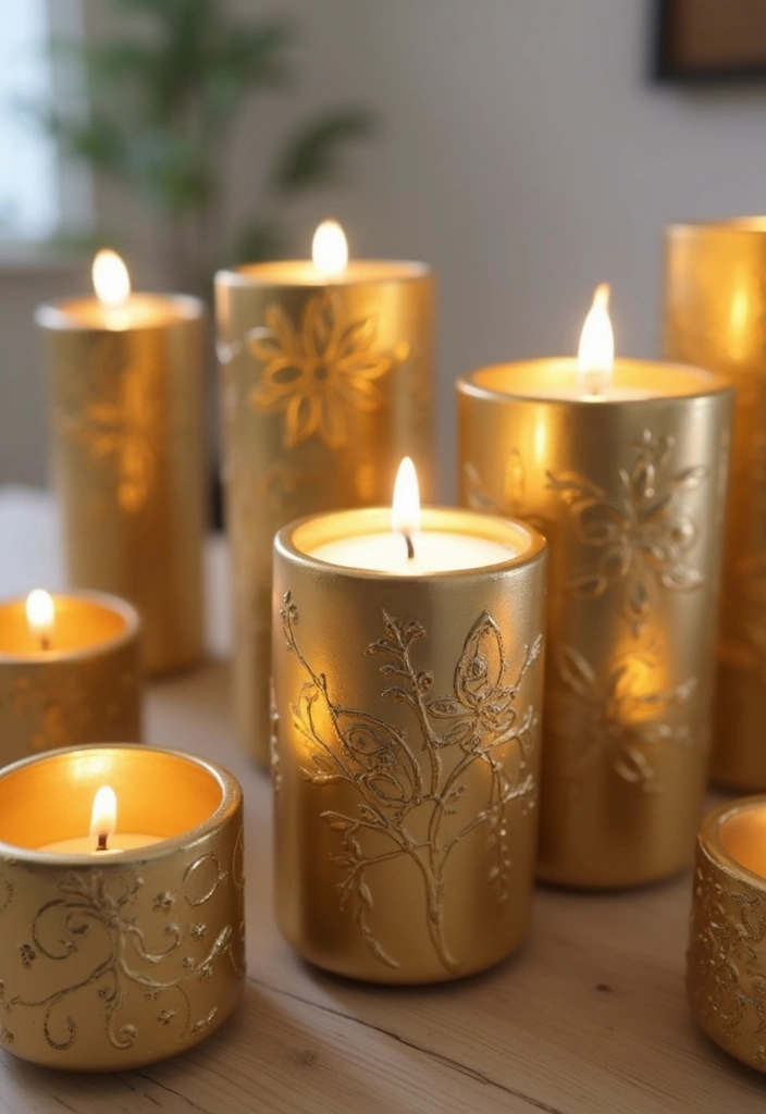 25 Hobby Lobby Candle Decor Ideas You Can Easily Recreate 38 25 Hobby Lobby Candle Decor Ideas You Can Easily Recreate - 14. Hand-Painted Gold Holders