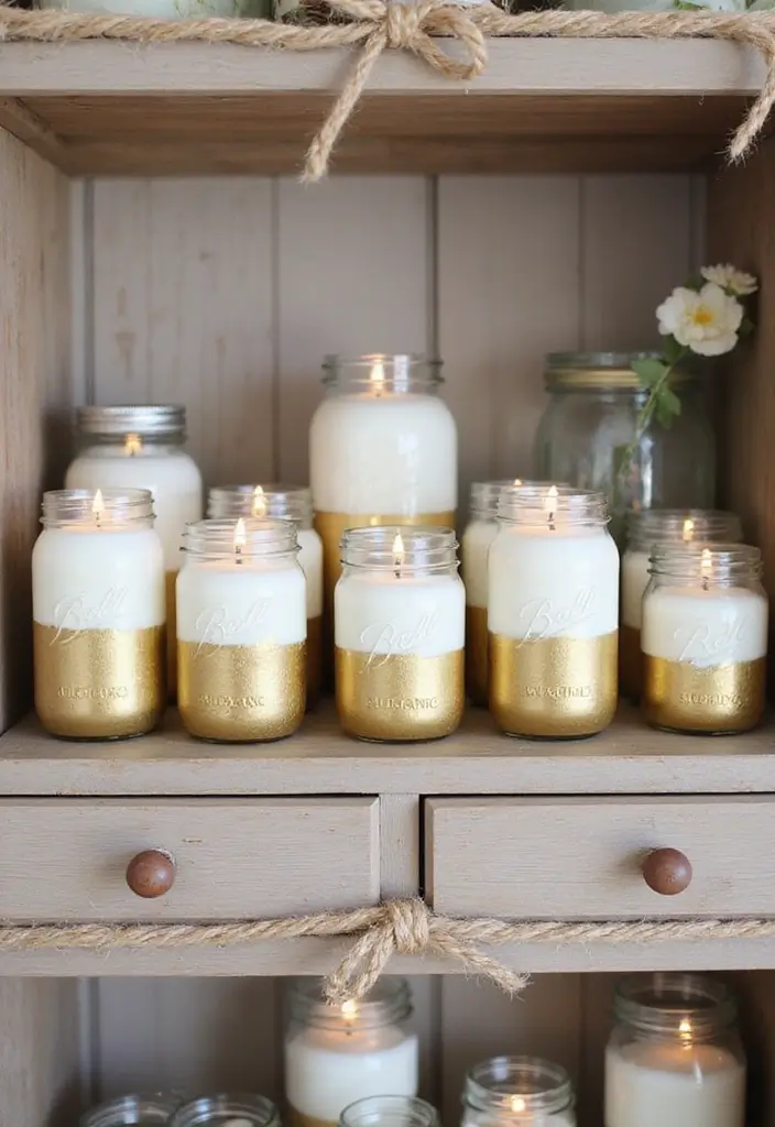 25 Hobby Lobby Candle Decor Ideas You Can Easily Recreate 2 25 Hobby Lobby Candle Decor Ideas You Can Easily Recreate - 2. Gold-Dipped Mason Jars