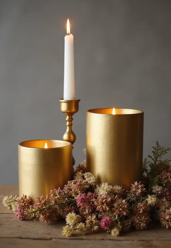 25 Hobby Lobby Candle Decor Ideas You Can Easily Recreate 53 25 Hobby Lobby Candle Decor Ideas You Can Easily Recreate - 23. Gold Candle Holders with Dried Flowers
