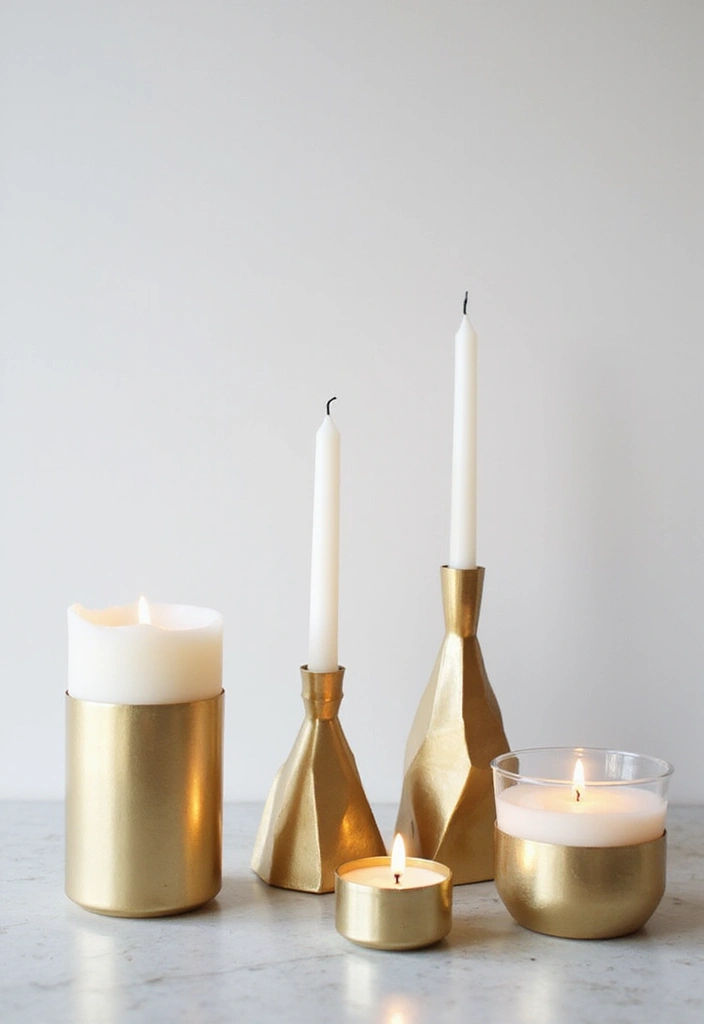 25 Hobby Lobby Candle Decor Ideas You Can Easily Recreate 12 25 Hobby Lobby Candle Decor Ideas You Can Easily Recreate - 6. Geometric Gold Holders
