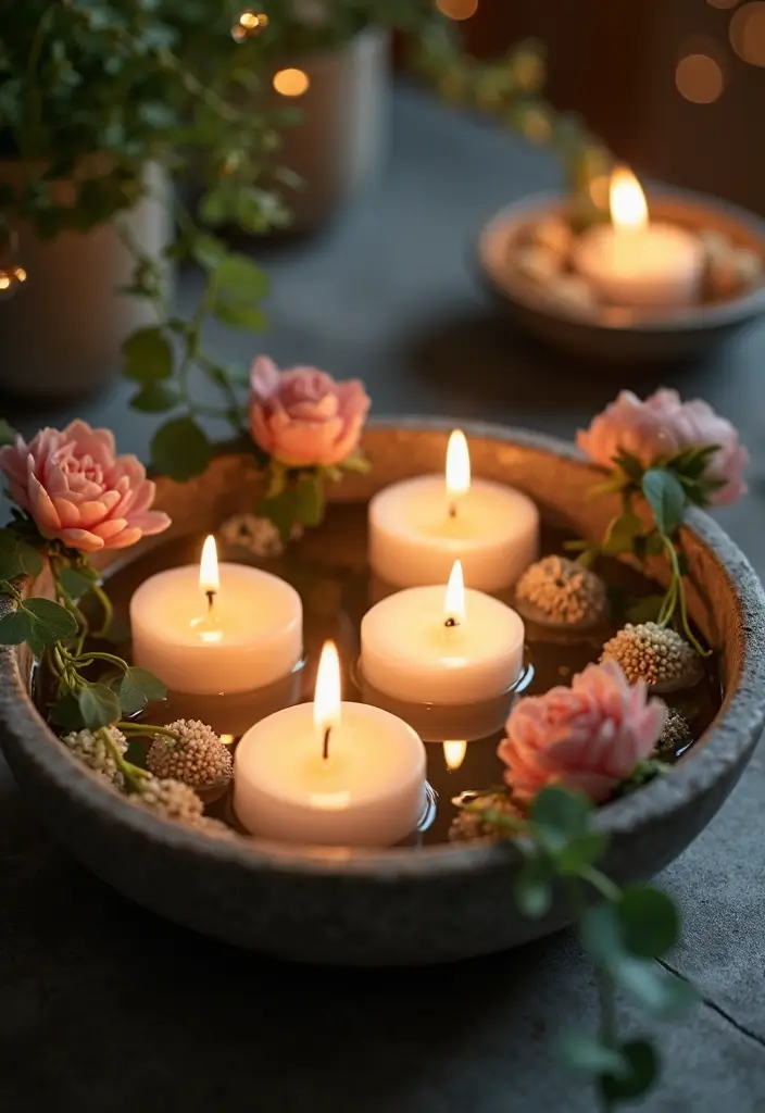 25 Home Inspiration Ideas Using Candles and Fragrance Bottles 31 25 Home Inspiration Ideas Using Candles and Fragrance Bottles - 13. Floating Candles in Water