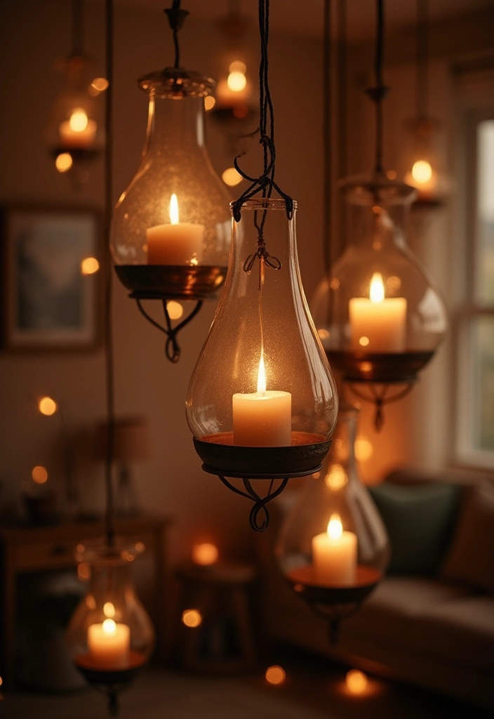 25 Living Room Candle Decor Ideas That Create Cozy Evenings 63 25 Living Room Candle Decor Ideas That Create Cozy Evenings - 11. Hanging Candle Holders