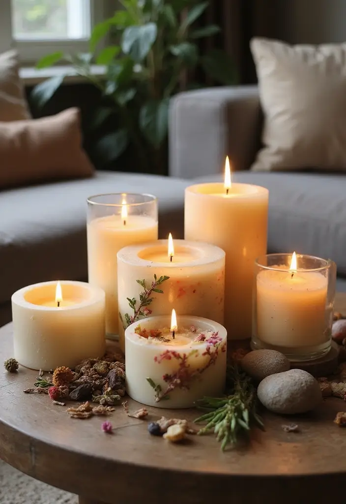 25 Living Room Candle Decor Ideas That Create Cozy Evenings 75 25 Living Room Candle Decor Ideas That Create Cozy Evenings - 13. Candle Infused with Nature