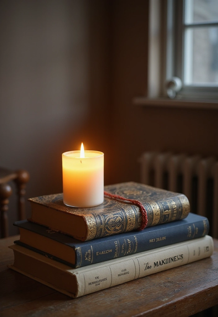 25 Living Room Candle Decor Ideas That Create Cozy Evenings 76 25 Living Room Candle Decor Ideas That Create Cozy Evenings - 14. Candle and Book Combos
