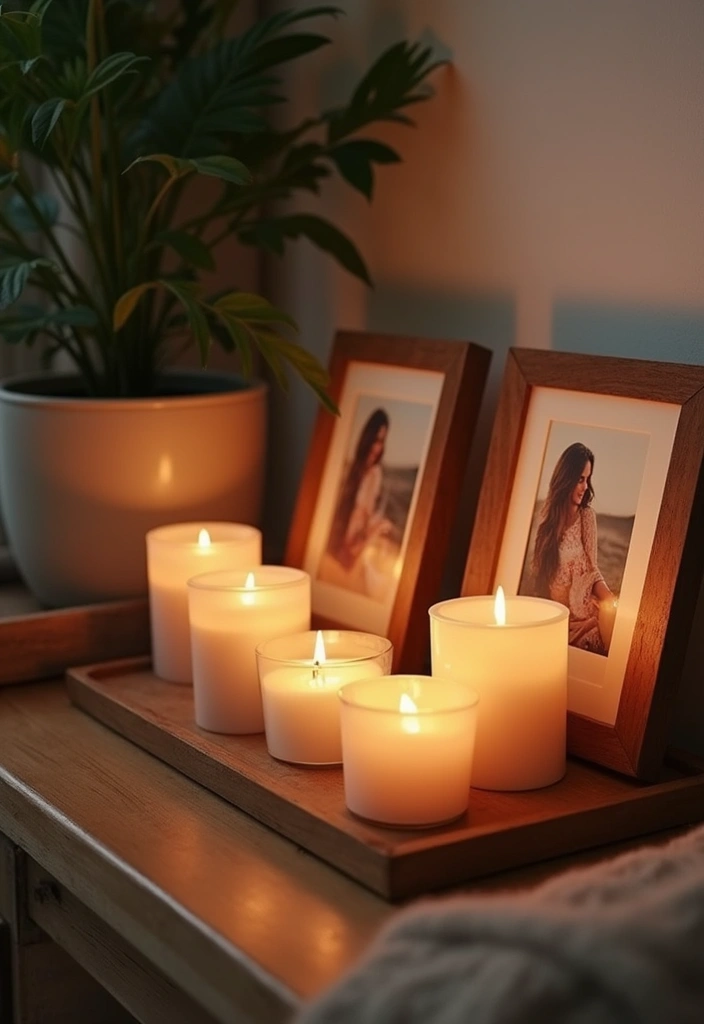 25 Living Room Candle Decor Ideas That Create Cozy Evenings 77 25 Living Room Candle Decor Ideas That Create Cozy Evenings - 15. Candlelit Picture Frames