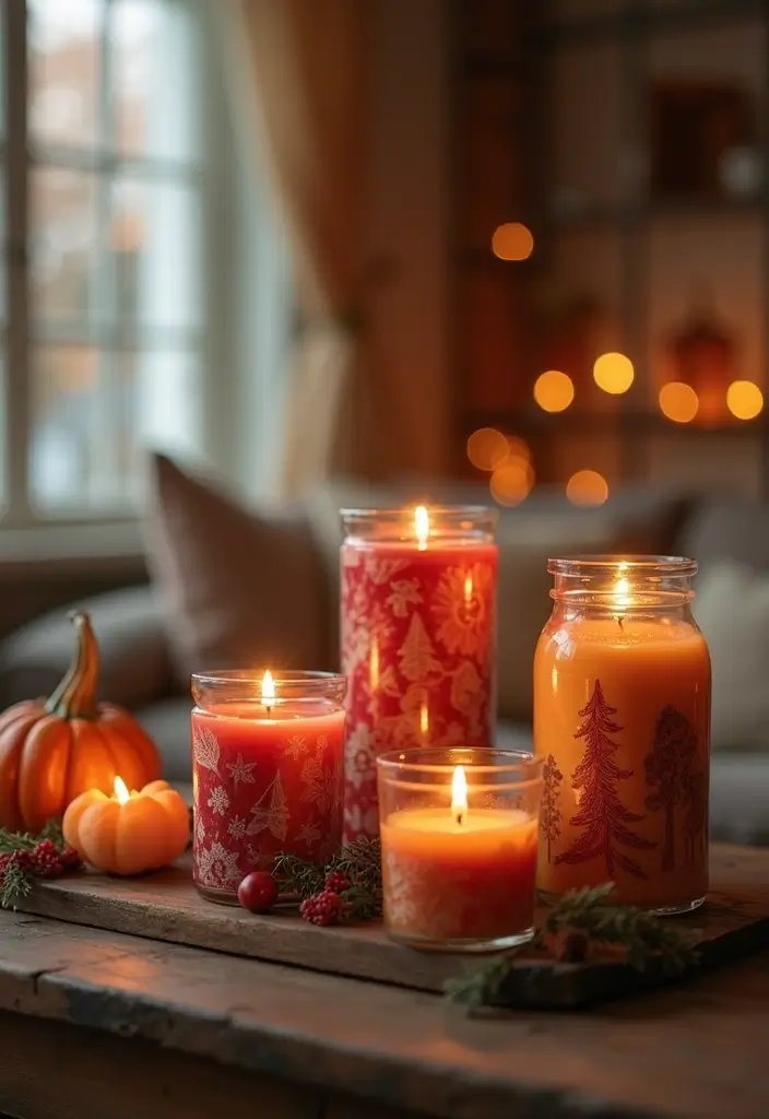25 Living Room Candle Decor Ideas That Create Cozy Evenings 97 25 Living Room Candle Decor Ideas That Create Cozy Evenings - 25. Candle-Themed Seasonal Decor