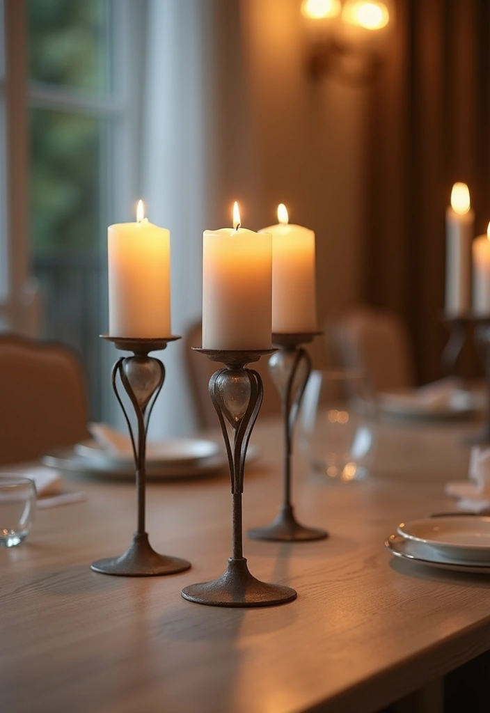 25 Metal Candle Holder Decor Ideas for Industrial Style 41 25 Metal Candle Holder Decor Ideas for Industrial Style - 13. Tall Metal Candle Holders