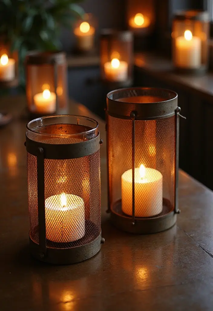 25 Metal Candle Holder Decor Ideas for Industrial Style 61 25 Metal Candle Holder Decor Ideas for Industrial Style - 19. Candle Holders with Industrial Mesh Designs