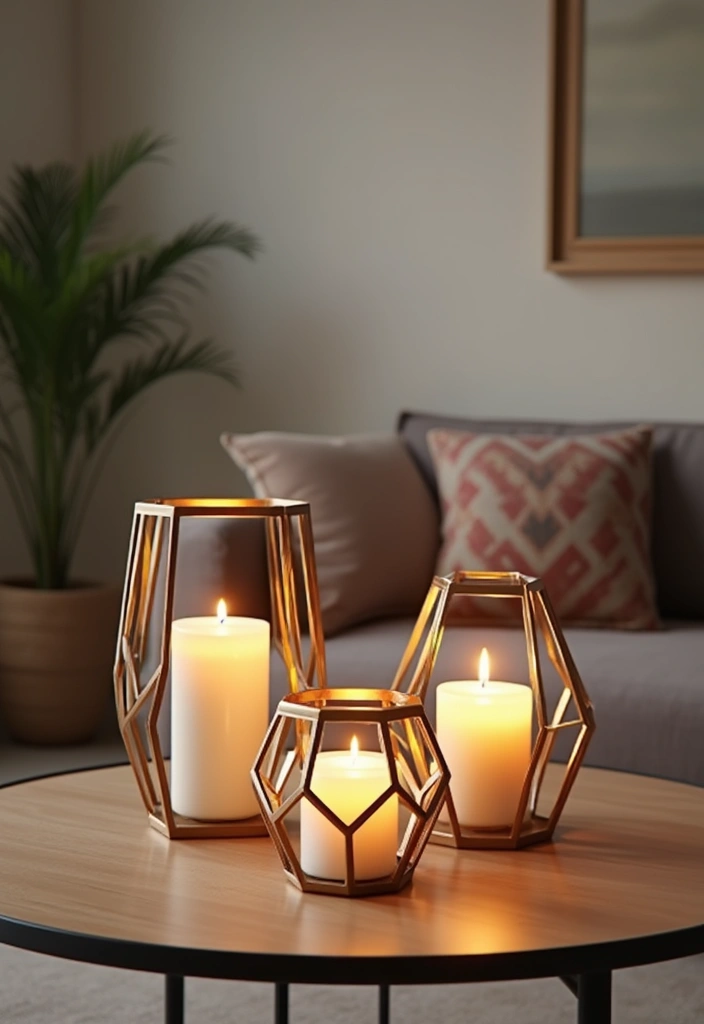 25 Metal Candle Holder Decor Ideas for Industrial Style 8 25 Metal Candle Holder Decor Ideas for Industrial Style - 2. Geometric Metal Holders