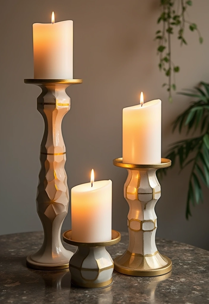 25 Metal Candle Holder Decor Ideas for Industrial Style 69 25 Metal Candle Holder Decor Ideas for Industrial Style - 23. Candle Holders with Art Deco Influence