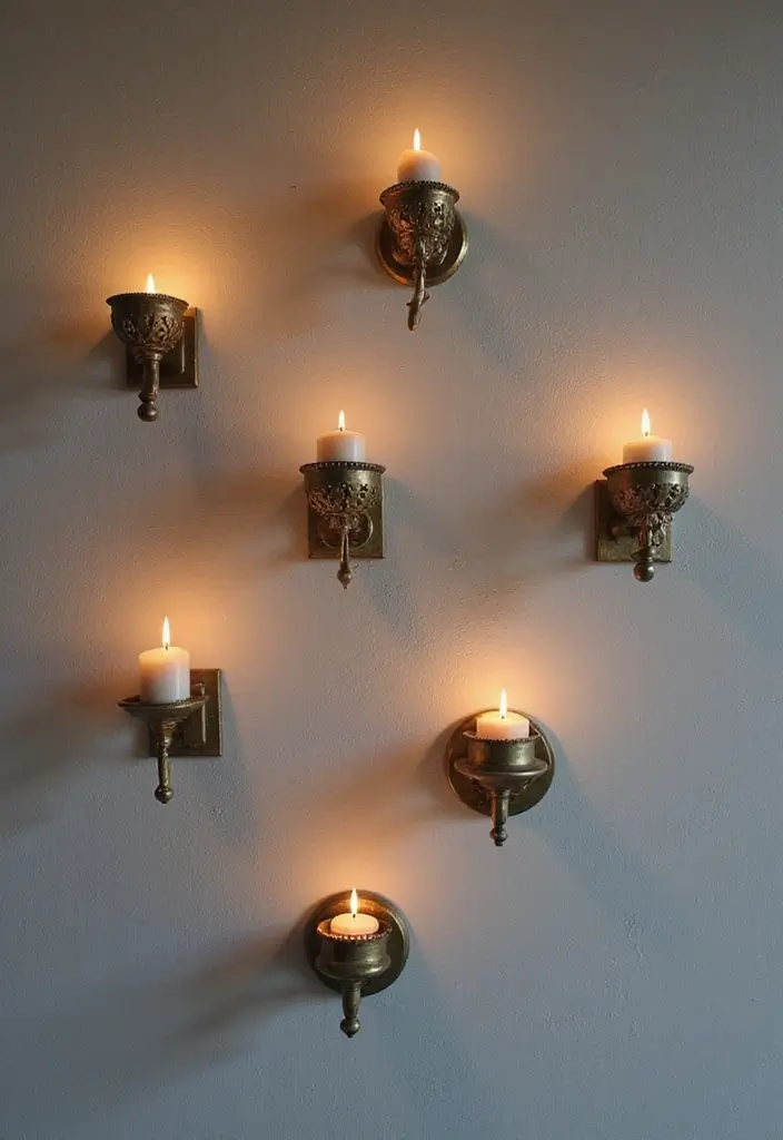 25 Metal Candle Holder Decor Ideas for Industrial Style 12 25 Metal Candle Holder Decor Ideas for Industrial Style - 4. Wall-Mounted Candle Holders