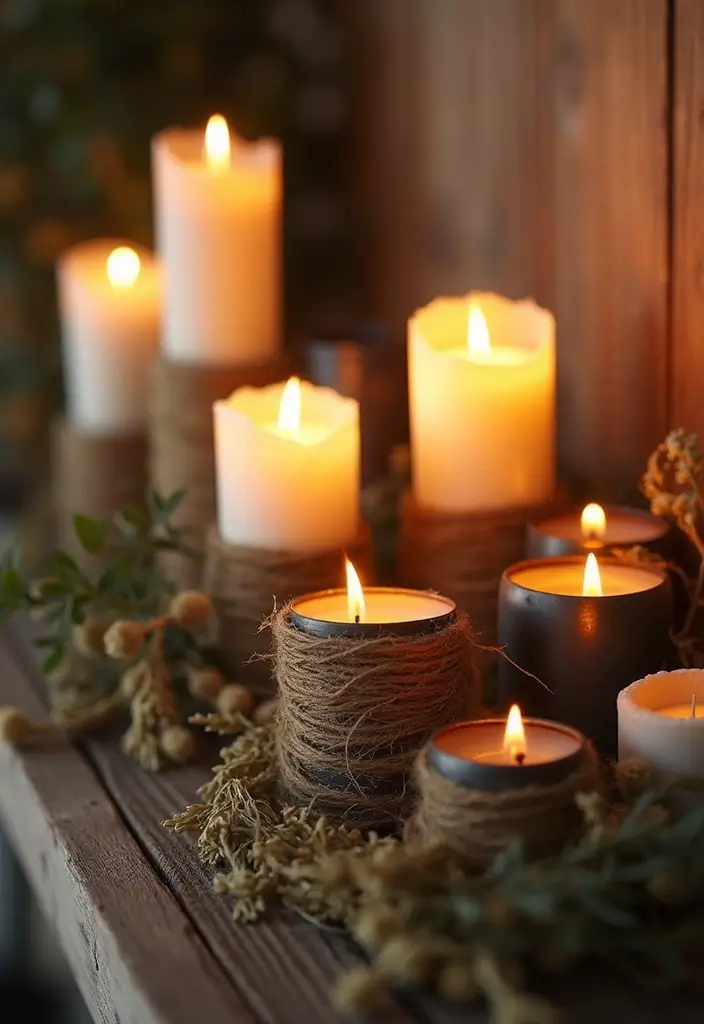 25 Metal Candle Holder Decor Ideas for Industrial Style 19 25 Metal Candle Holder Decor Ideas for Industrial Style - 5. Rustic Candle Holders with Twine Accents