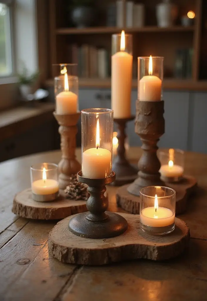 25 Metal Candle Holder Decor Ideas for Industrial Style 23 25 Metal Candle Holder Decor Ideas for Industrial Style - 7. Reclaimed Wood and Metal Combos