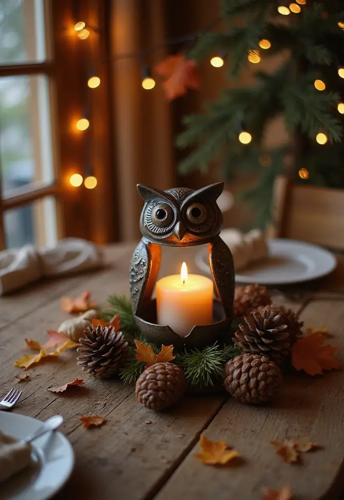 25 Owl Candle Holder Decor Ideas That Add Whimsical Charm 1 25 Owl Candle Holder Decor Ideas That Add Whimsical Charm - 1. Rustic Owl Candle Holder