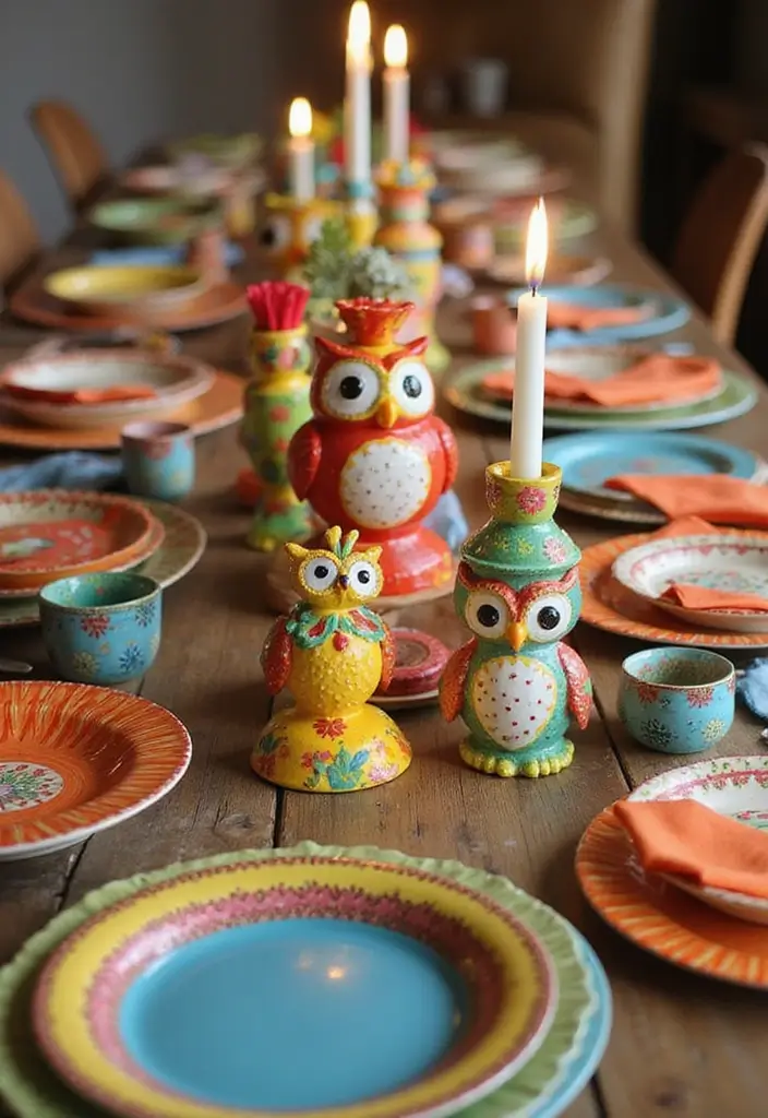 25 Owl Candle Holder Decor Ideas That Add Whimsical Charm 56 25 Owl Candle Holder Decor Ideas That Add Whimsical Charm - 14. Playful Table Settings