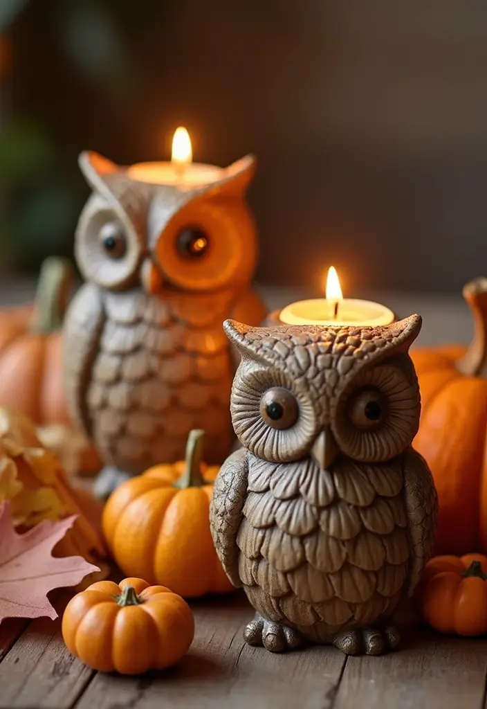 25 Owl Candle Holder Decor Ideas That Add Whimsical Charm 41 25 Owl Candle Holder Decor Ideas That Add Whimsical Charm - 7. Seasonal Decor Rotations