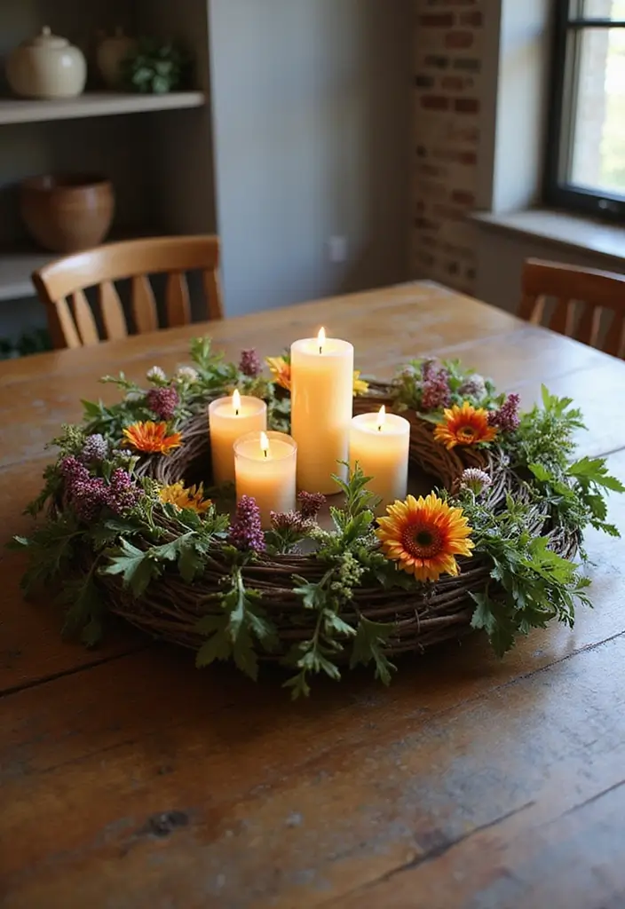 25 Rustic Farmhouse Decor Ideas with Candles and Vases for Country Charm 22 25 Rustic Farmhouse Decor Ideas with Candles and Vases for Country Charm - 10. Grapevine Wreath Candle Holders