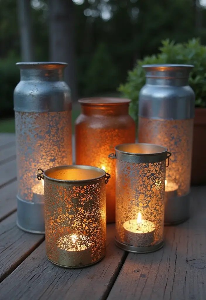 25 Rustic Farmhouse Decor Ideas with Candles and Vases for Country Charm 23 25 Rustic Farmhouse Decor Ideas with Candles and Vases for Country Charm - 11. Upcycled Tin Can Lanterns