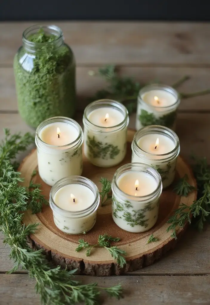 25 Rustic Farmhouse Decor Ideas with Candles and Vases for Country Charm 40 25 Rustic Farmhouse Decor Ideas with Candles and Vases for Country Charm - 14. Herb-Infused Candles