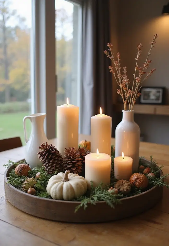 25 Rustic Farmhouse Decor Ideas with Candles and Vases for Country Charm 58 25 Rustic Farmhouse Decor Ideas with Candles and Vases for Country Charm - 18. Rustic Tray Displays