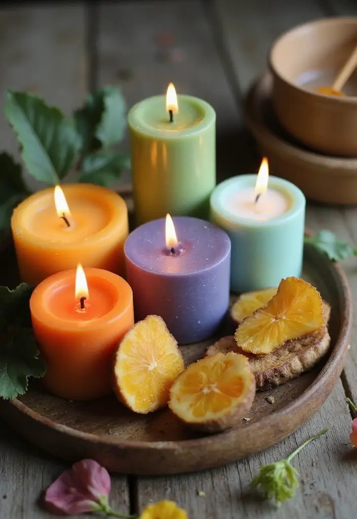 25 Rustic Farmhouse Decor Ideas with Candles and Vases for Country Charm 18 25 Rustic Farmhouse Decor Ideas with Candles and Vases for Country Charm - 8. Colorful Eco-friendly Candles