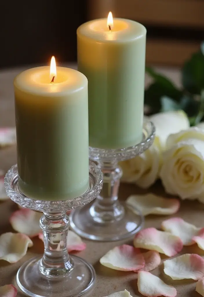 25 Sage Green Candle Decor Ideas for Calm and Trendy Spaces 39 25 Sage Green Candle Decor Ideas for Calm and Trendy Spaces - 11. Sage Green Candles with Crystal Holders