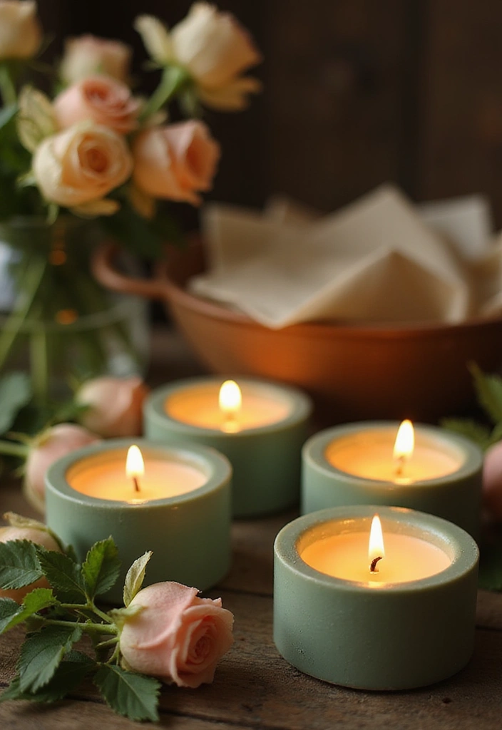 25 Sage Green Candle Decor Ideas for Calm and Trendy Spaces 46 25 Sage Green Candle Decor Ideas for Calm and Trendy Spaces - 12. Sage Green Tealights for a Romantic Evening