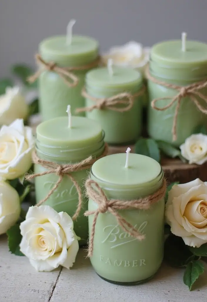 25 Sage Green Candle Decor Ideas for Calm and Trendy Spaces 57 25 Sage Green Candle Decor Ideas for Calm and Trendy Spaces - 15. Mason Jar Candle Holders