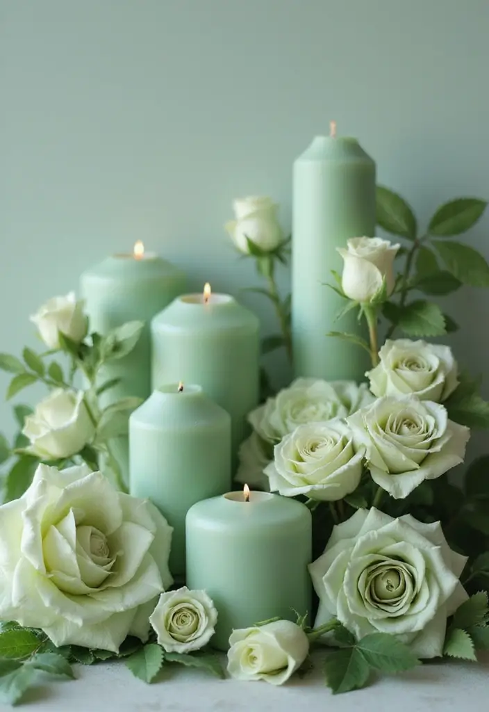 25 Sage Green Candle Decor Ideas for Calm and Trendy Spaces 71 25 Sage Green Candle Decor Ideas for Calm and Trendy Spaces - 21. Sage Green and Rose Color Palette