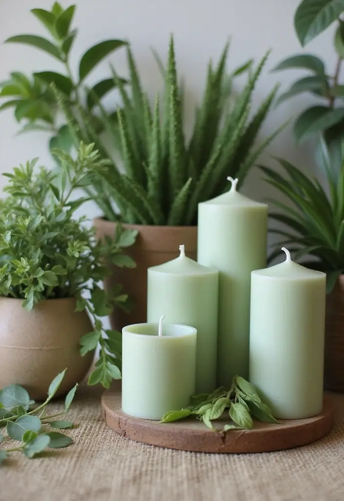 25 Sage Green Candle Decor Ideas for Calm and Trendy Spaces 81 25 Sage Green Candle Decor Ideas for Calm and Trendy Spaces - 25. Sage Green Candle Connection with Nature