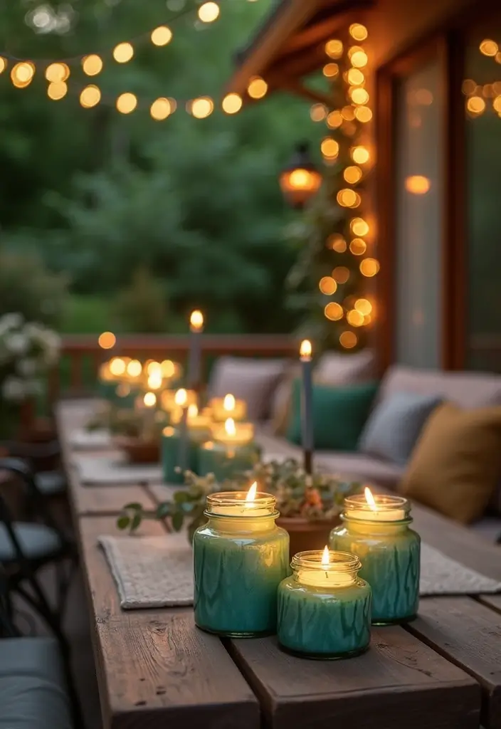 25 Turquoise Candle Holder Decor Ideas That Pop with Color 20 25 Turquoise Candle Holder Decor Ideas That Pop with Color - 10. Outdoor Patio Glow