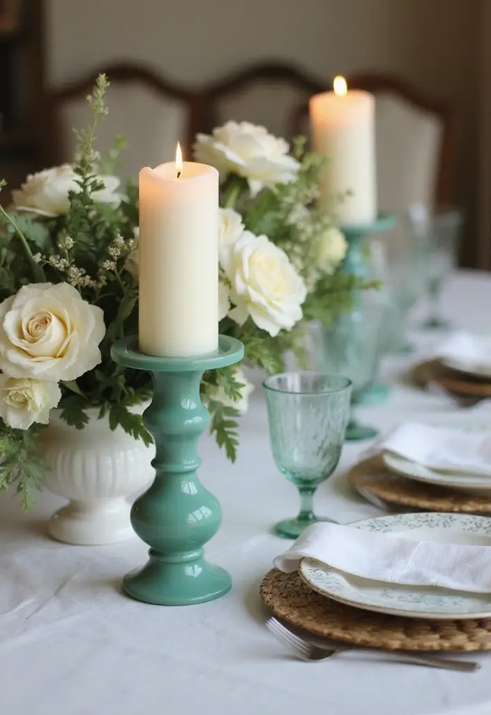 25 Turquoise Candle Holder Decor Ideas That Pop with Color 30 25 Turquoise Candle Holder Decor Ideas That Pop with Color - 14. Chic Dinner Party Settings